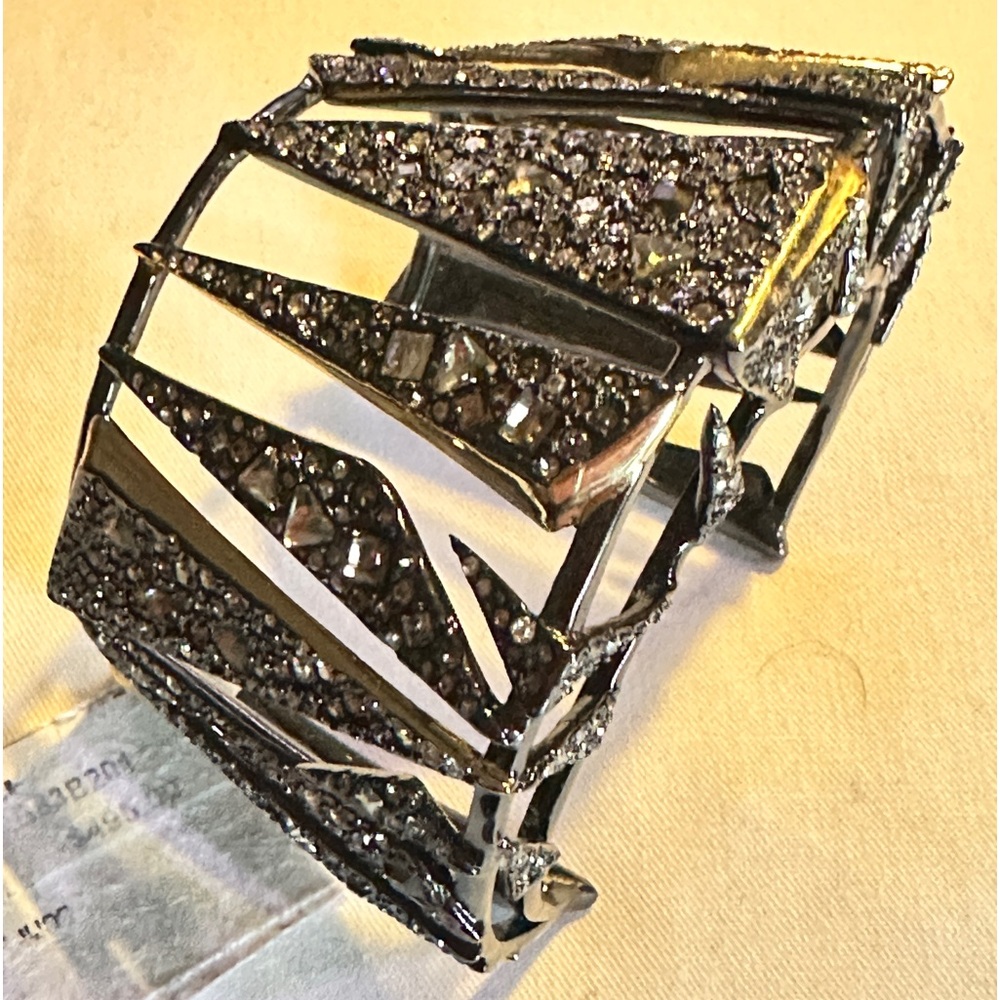 ALEXIS BITTAR• NWT • Crystal Encrusted Gold Gunmetal Origami Shard Cuff!